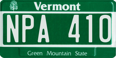 VT license plate NPA410