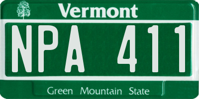 VT license plate NPA411