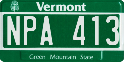 VT license plate NPA413
