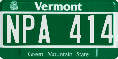 VT license plate NPA414