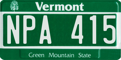 VT license plate NPA415