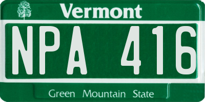 VT license plate NPA416