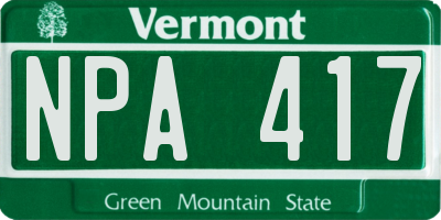 VT license plate NPA417