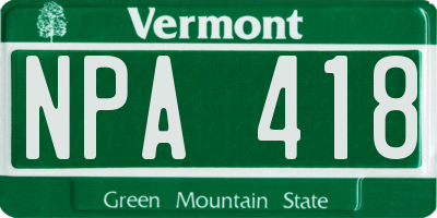 VT license plate NPA418