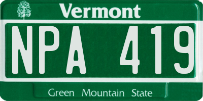 VT license plate NPA419