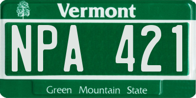 VT license plate NPA421