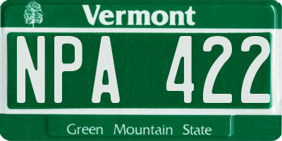 VT license plate NPA422