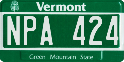 VT license plate NPA424