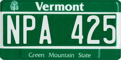 VT license plate NPA425