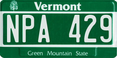 VT license plate NPA429