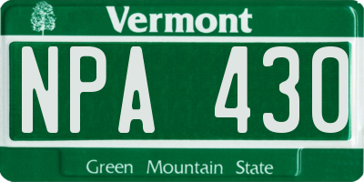 VT license plate NPA430