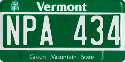 VT license plate NPA434