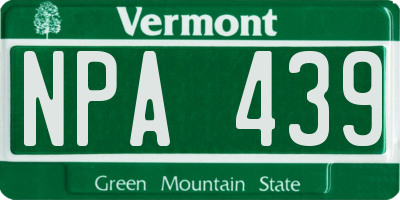 VT license plate NPA439