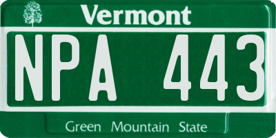VT license plate NPA443