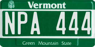 VT license plate NPA444