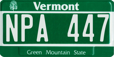 VT license plate NPA447