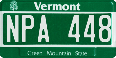 VT license plate NPA448