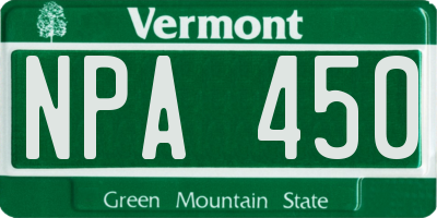 VT license plate NPA450