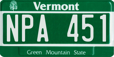 VT license plate NPA451