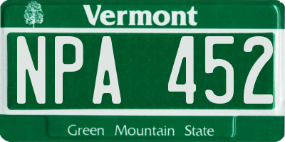 VT license plate NPA452