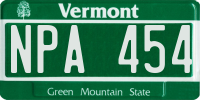 VT license plate NPA454