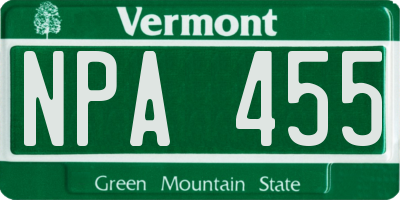 VT license plate NPA455