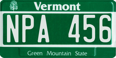 VT license plate NPA456