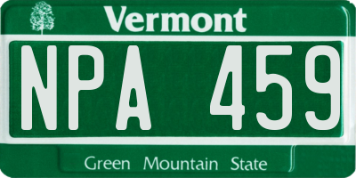 VT license plate NPA459