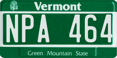 VT license plate NPA464