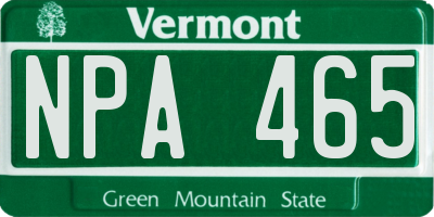 VT license plate NPA465