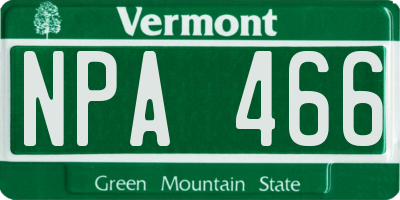 VT license plate NPA466