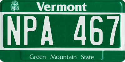 VT license plate NPA467