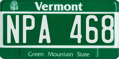 VT license plate NPA468