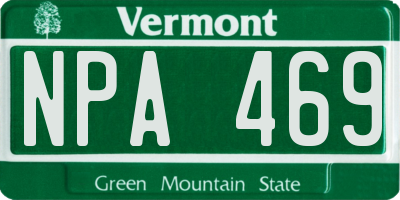 VT license plate NPA469