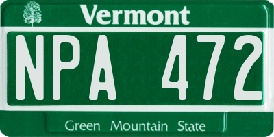 VT license plate NPA472