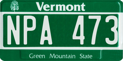 VT license plate NPA473