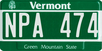 VT license plate NPA474