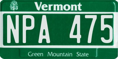 VT license plate NPA475