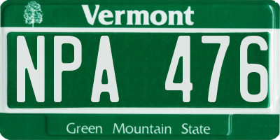 VT license plate NPA476