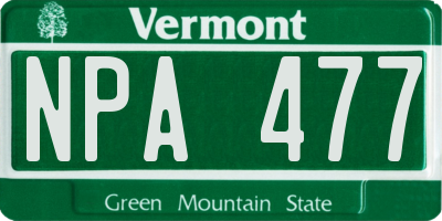 VT license plate NPA477