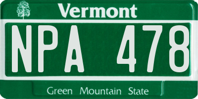 VT license plate NPA478
