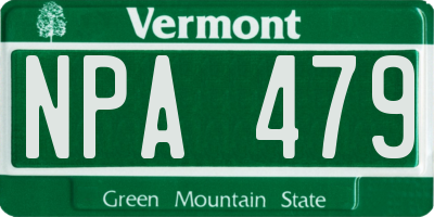 VT license plate NPA479