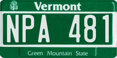 VT license plate NPA481