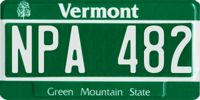 VT license plate NPA482
