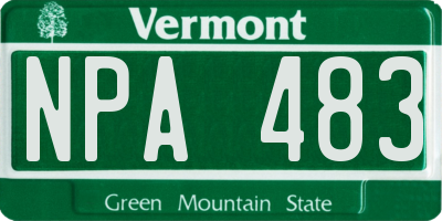 VT license plate NPA483
