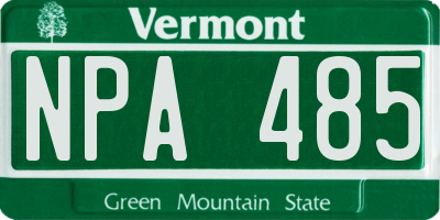 VT license plate NPA485