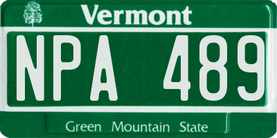 VT license plate NPA489