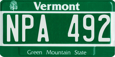 VT license plate NPA492