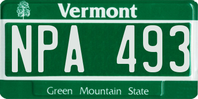 VT license plate NPA493