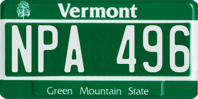 VT license plate NPA496